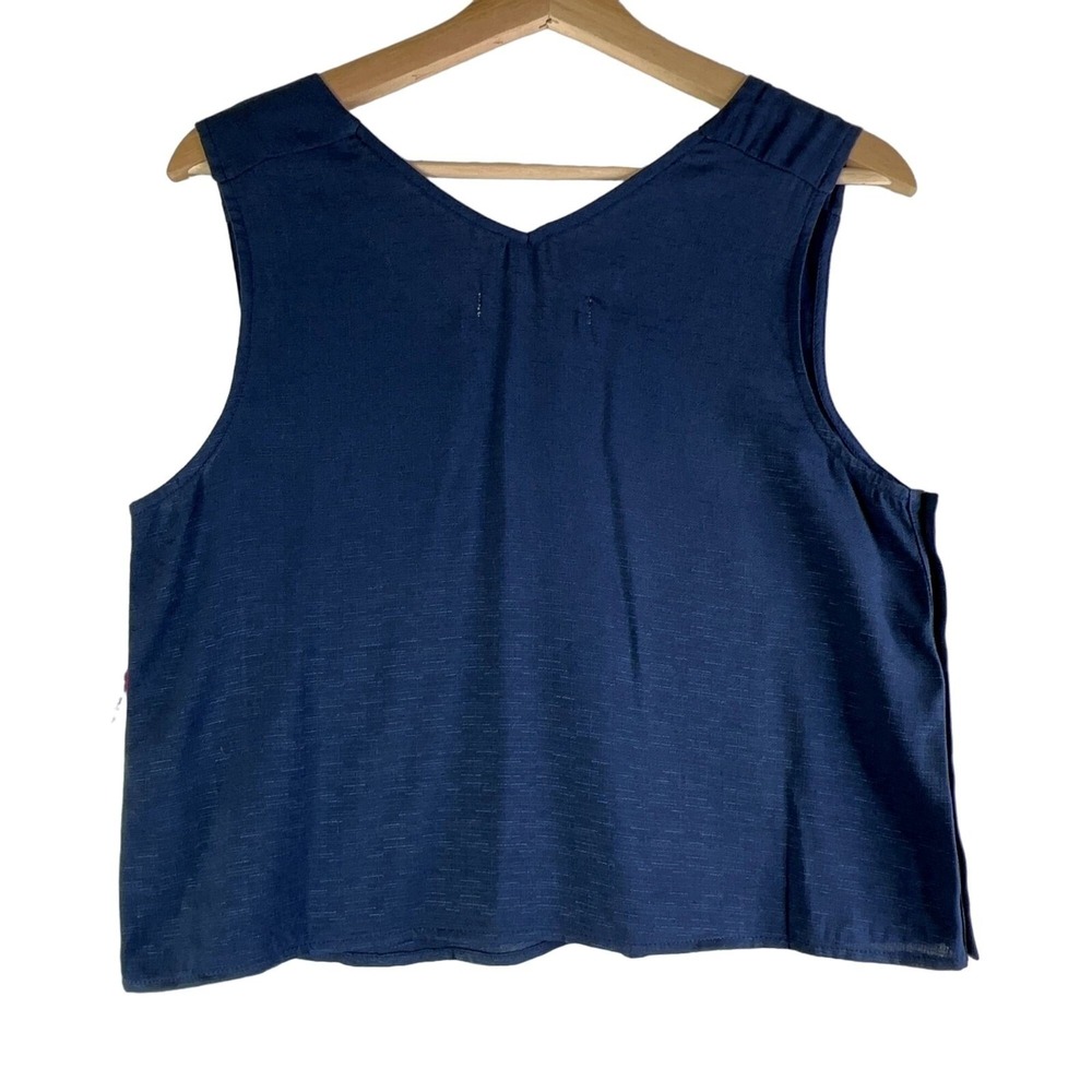 The Good Jane Womens Tank Top Medium Blue Textured Sleeveless Coastal Minimalist - Picture 2 of 9